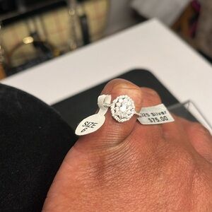 Elegant 925 Silver Moissanite Stone Ring Size 6 NWT.